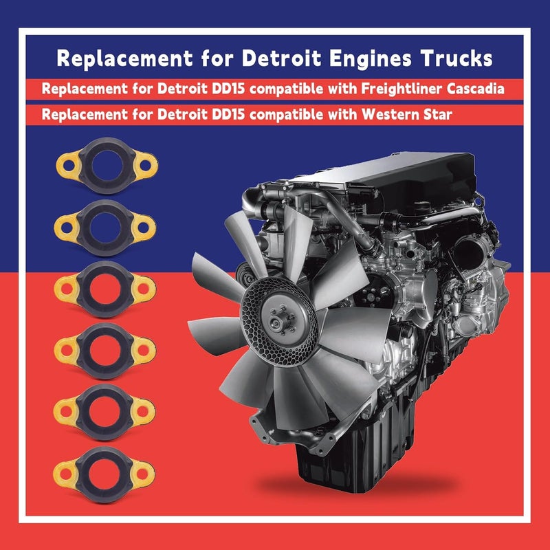 Dusledel 6 Pcs A4720780180 Leak-Proof Fuel Injector Line Seals Kit Compatible with Detroit DD15 Diesel Engines Replacement for Freightliner Cascadia for Western Star Replace A4720780480 - Image 3